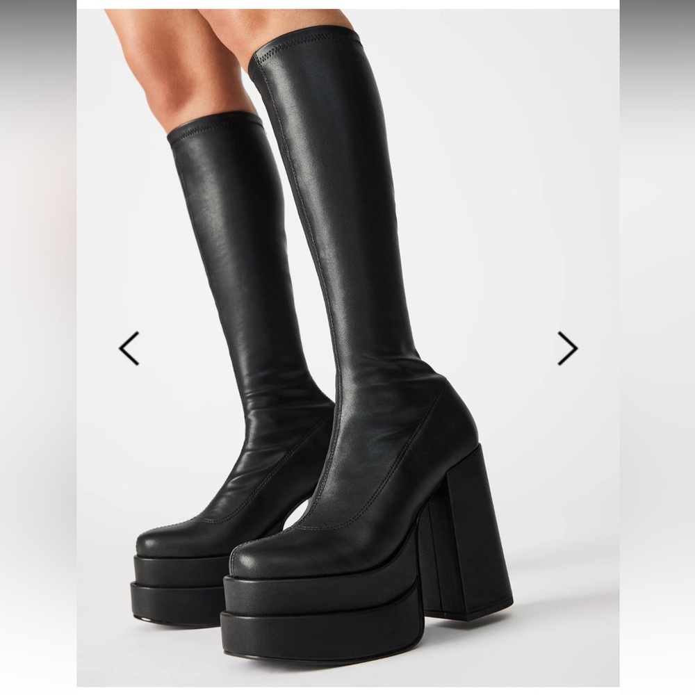 Steve Madden Cypress Black Platform Knee-High Boots